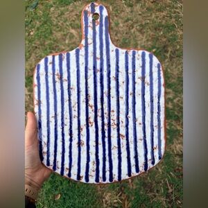 Mud Pie Striped Blue and White terracotta cheese board
